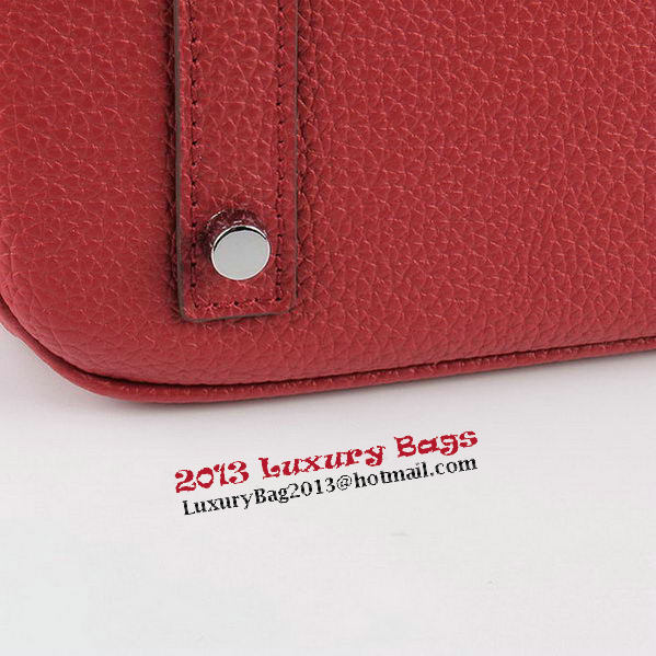 Hermes Birkin 35CM Tote Bags Red Grainy Leather H-35 Silver