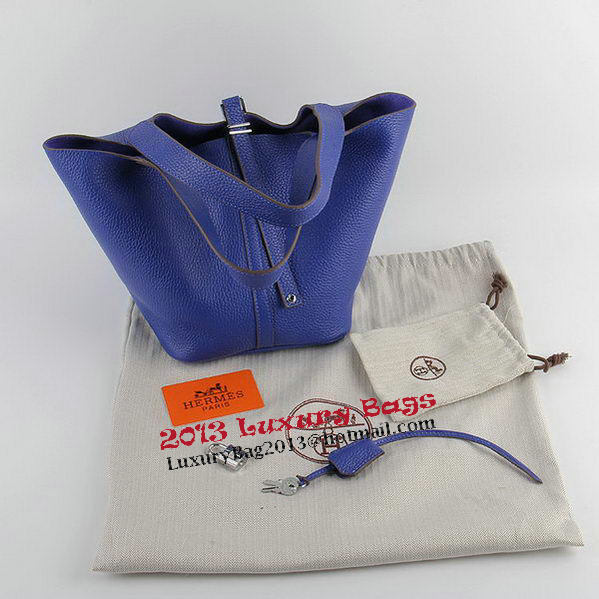 Hermes Picotin Lock MM Bags Clemence Leather H8616 Blue Hermes Picotin Lock MM Bags Clemence Leather H8616 Blue