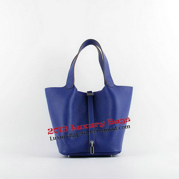 Hermes Picotin Lock MM Bags Clemence Leather H8616 Blue Hermes Picotin Lock MM Bags Clemence Leather H8616 Blue