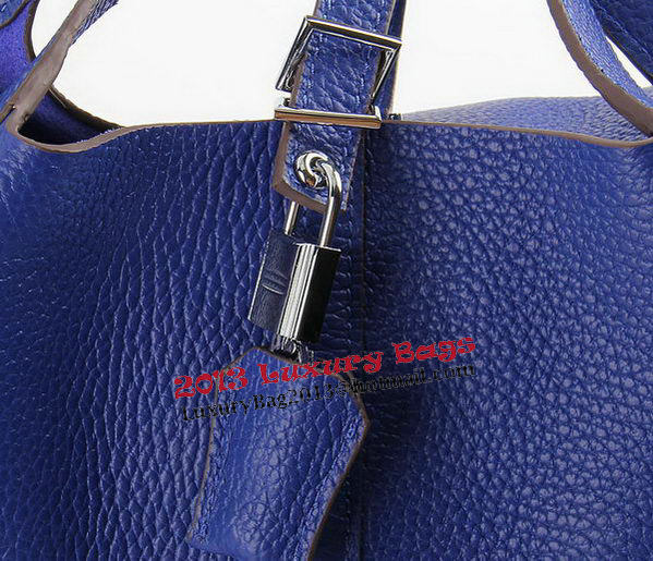 Hermes Picotin Lock MM Bags Clemence Leather H8616 Blue Hermes Picotin Lock MM Bags Clemence Leather H8616 Blue