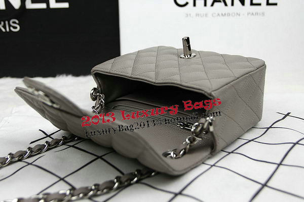 Chanel Classic MINI Flap Bag CF1115 Grey Cannage Pattern Silver Chanel Classic MINI Flap Bag CF1115 Grey Cannage Pattern Silver