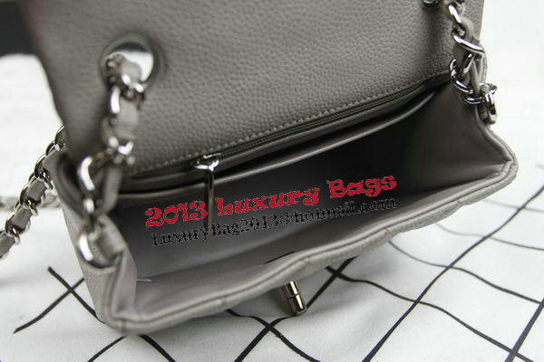 Chanel Classic MINI Flap Bag CF1115 Grey Cannage Pattern Silver Chanel Classic MINI Flap Bag CF1115 Grey Cannage Pattern Silver