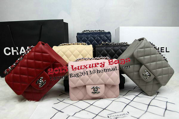 Chanel Classic MINI Flap Bag CF1115 Grey Cannage Pattern Silver Chanel Classic MINI Flap Bag CF1115 Grey Cannage Pattern Silver