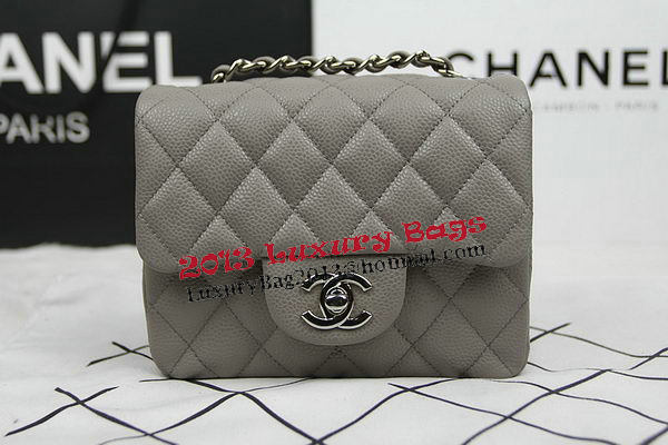 Chanel Classic MINI Flap Bag CF1115 Grey Cannage Pattern Silver Chanel Classic MINI Flap Bag CF1115 Grey Cannage Pattern Silver