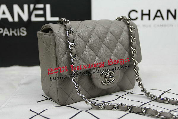 Chanel Classic MINI Flap Bag CF1115 Grey Cannage Pattern Silver Chanel Classic MINI Flap Bag CF1115 Grey Cannage Pattern Silver