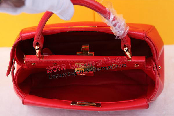 Fendi mini Peekaboo Bag Sheepskin Leather FD520885 Red Fendi mini Peekaboo Bag Sheepskin Leather FD520885 Red