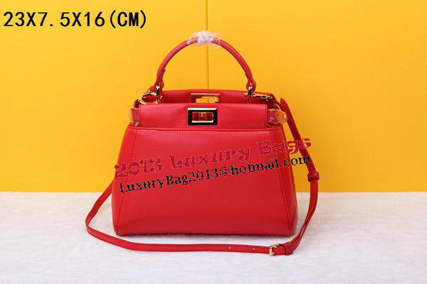 Fendi mini Peekaboo Bag Sheepskin Leather FD520885 Red Fendi mini Peekaboo Bag Sheepskin Leather FD520885 Red