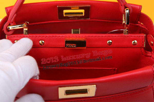 Fendi mini Peekaboo Bag Sheepskin Leather FD520885 Red Fendi mini Peekaboo Bag Sheepskin Leather FD520885 Red
