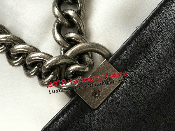 Chanel Boy Flap Shoulder Bag Original Black Sheepskin Leather A67087 Silver Chanel Boy Flap Shoulder Bag Original Black Sheepskin Leather A67087 Silver