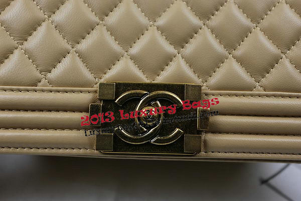 Boy Chanel Flap Shoulder Bags Apricot Original Sheepskin A67025 Gold