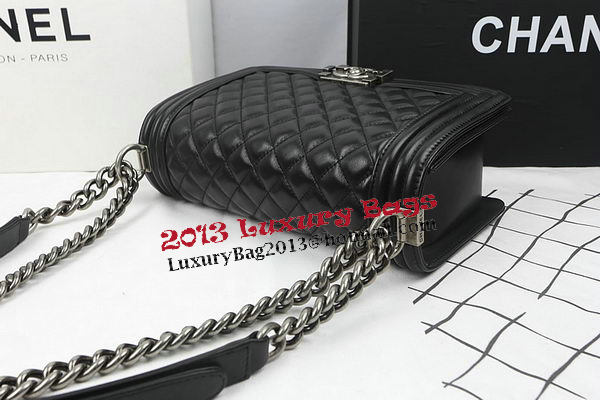 Boy Chanel Flap Shoulder Bags Black Original Sheepskin A67025 Silver