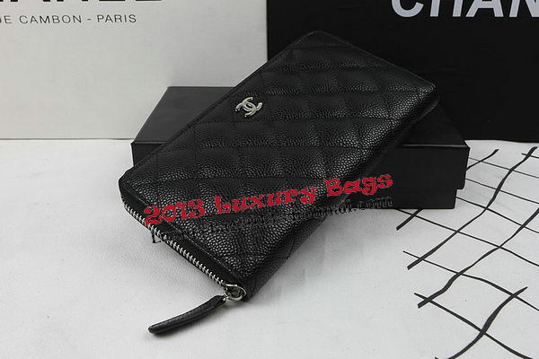 Chanel Matelasse Zip Around Wallet Black Cannage Pattern A50097 Silver Chanel Matelasse Zip Around Wallet Black Cannage Pattern A50097 Silver