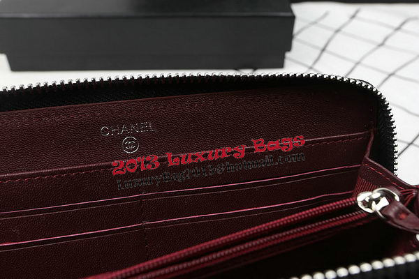 Chanel Matelasse Zip Around Wallet Black Cannage Pattern A50097 Silver Chanel Matelasse Zip Around Wallet Black Cannage Pattern A50097 Silver