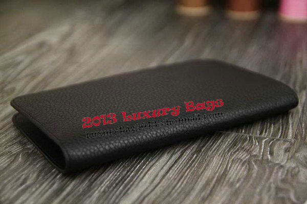 Hermes Compact Passport Holder Original Leather Wallet Black Hermes Compact Passport Holder Original Leather Wallet Black