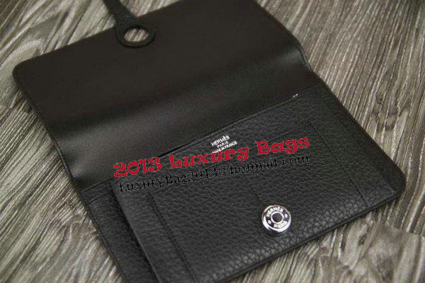 Hermes Compact Passport Holder Original Leather Wallet Black Hermes Compact Passport Holder Original Leather Wallet Black