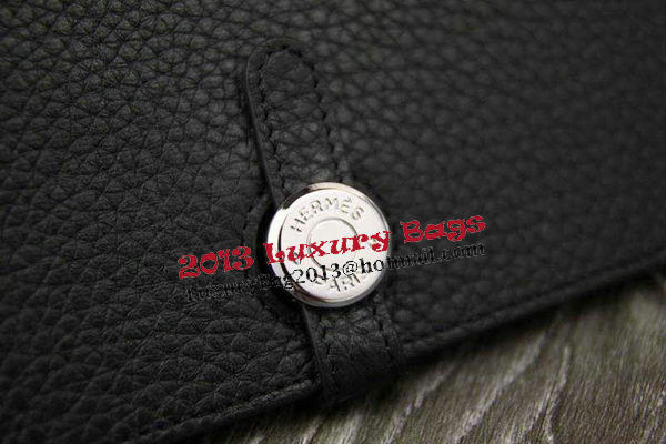 Hermes Compact Passport Holder Original Leather Wallet Black Hermes Compact Passport Holder Original Leather Wallet Black