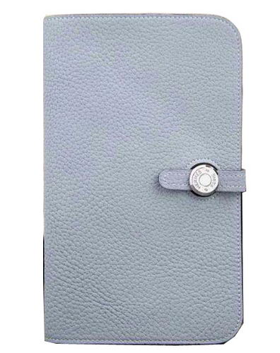 Hermes Compact Passport Holder Original Leather Wallet SkyBlue