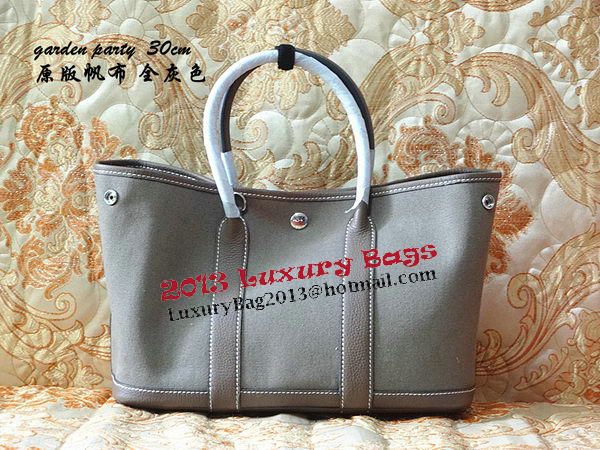 Hermes Garden Party 30cm Tote Bags Original Leather Grey Hermes Garden Party 30cm Tote Bags Original Leather Grey