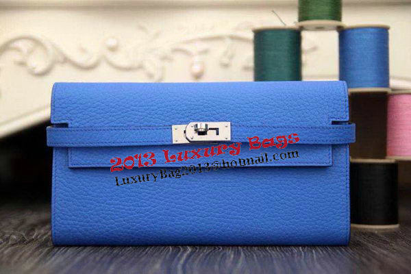 Hermes Kelly Wallet Togo Leather Bi-Fold Purse HA708W Blue Hermes Kelly Wallet Togo Leather Bi-Fold Purse HA708W Blue