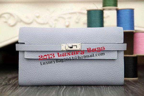 Hermes Kelly Wallet Togo Leather Bi-Fold Purse HA708W SkyBlue Hermes Kelly Wallet Togo Leather Bi-Fold Purse HA708W SkyBlue