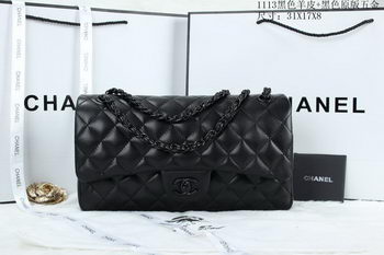 Chanel Classic Flap Bag Sheepskin Leather A1113 Black Chanel Classic Flap Bag Sheepskin Leather A1113 Black