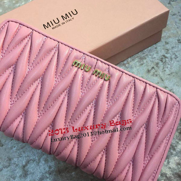 miu miu Matelasse Nappa Leather Wallet MM30150 Pink miu miu Matelasse Nappa Leather Wallet MM30150 Pink
