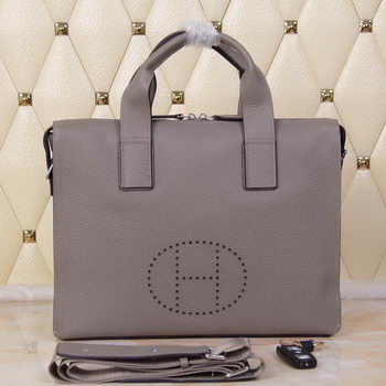 Hermes Briefcase Original Grainy Leather H8813T Grey