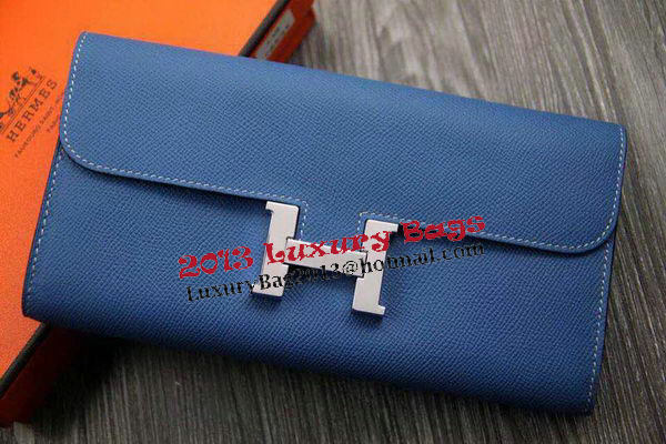 Hermes Constance Long Wallets Original Leather HA909 Blue Hermes Constance Long Wallets Original Leather HA909 Blue