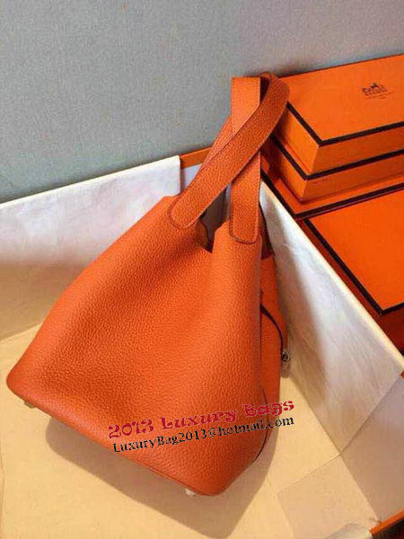 Hermes Picotin Lock 22cm Bags Litchi Leather HPT22 Orange Hermes Picotin Lock 22cm Bags Litchi Leather HPT22 Orange