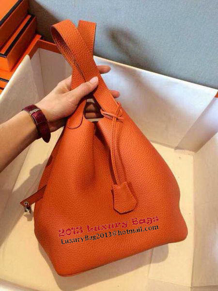 Hermes Picotin Lock 22cm Bags Litchi Leather HPT22 Orange Hermes Picotin Lock 22cm Bags Litchi Leather HPT22 Orange