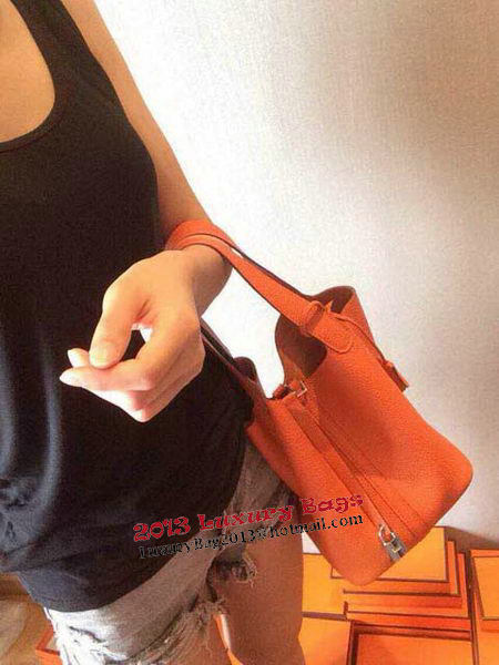 Hermes Picotin Lock 22cm Bags Litchi Leather HPT22 Orange Hermes Picotin Lock 22cm Bags Litchi Leather HPT22 Orange