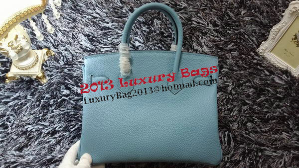 Hermes Birkin 30CM Tote Bags Litchi Leather H30LI Skyblue Hermes Birkin 30CM Tote Bags Litchi Leather H30LI Skyblue