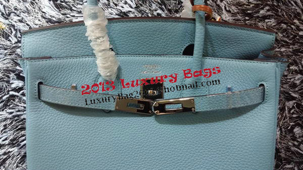 Hermes Birkin 30CM Tote Bags Litchi Leather H30LI Skyblue Hermes Birkin 30CM Tote Bags Litchi Leather H30LI Skyblue