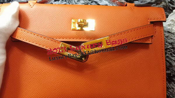 Hermes MINI Kelly 22cm Tote Bag Calf Leather K011 Orange Hermes MINI Kelly 22cm Tote Bag Calf Leather K011 Orange