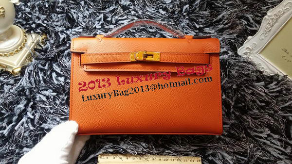 Hermes MINI Kelly 22cm Tote Bag Calf Leather K011 Orange Hermes MINI Kelly 22cm Tote Bag Calf Leather K011 Orange
