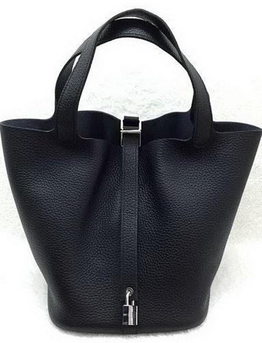 Hermes Picotin Lock 22cm Bags Litchi Leather HPL1048 Black