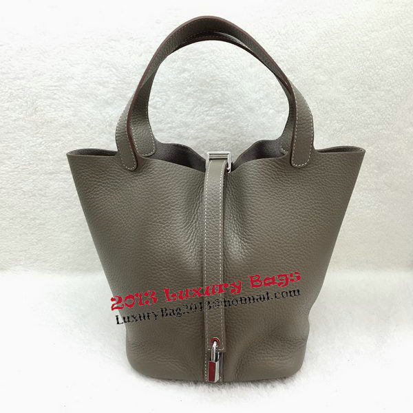 Hermes Picotin Lock 22cm Bags Litchi Leather HPL1048 Grey Hermes Picotin Lock 22cm Bags Litchi Leather HPL1048 Grey