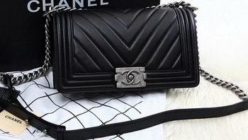 Boy Chanel Flap Bag Calfskin Chevron Quilting A67086 Black Boy Chanel Flap Bag Calfskin Chevron Quilting A67086 Black
