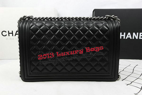 Boy Chanel Flap Bags Original Black Sheepskin Leather A67088 Silver Boy Chanel Flap Bags Original Black Sheepskin Leather A67088 Silver