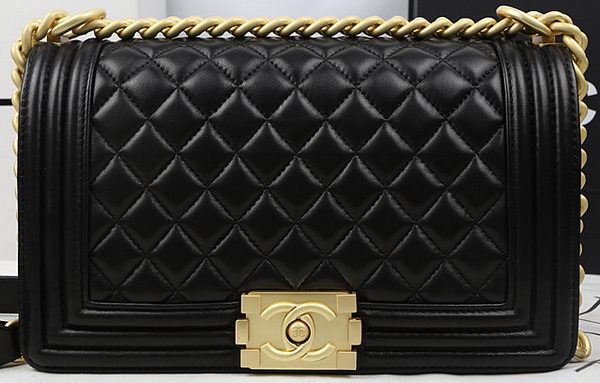 Boy Chanel Flap Bags Original Sheepskin Leather A67025 Black