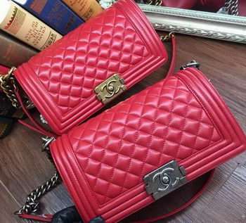 Boy Chanel Flap Shoulder Bag Sheepskin Leather A67086 Red Boy Chanel Flap Shoulder Bag Sheepskin Leather A67086 Red