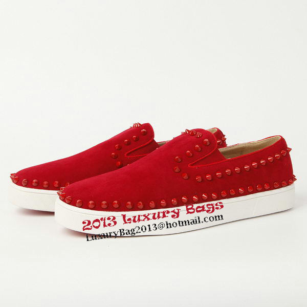 Christian Louboutin Casual Shoes Suede Leather CL907 Red Christian Louboutin Casual Shoes Suede Leather CL907 Red