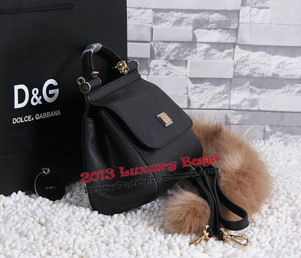 Dolce & Gabbana SICILY Calfskin Tote Bag BB4136 Black Dolce & Gabbana SICILY Calfskin Tote Bag BB4136 Black