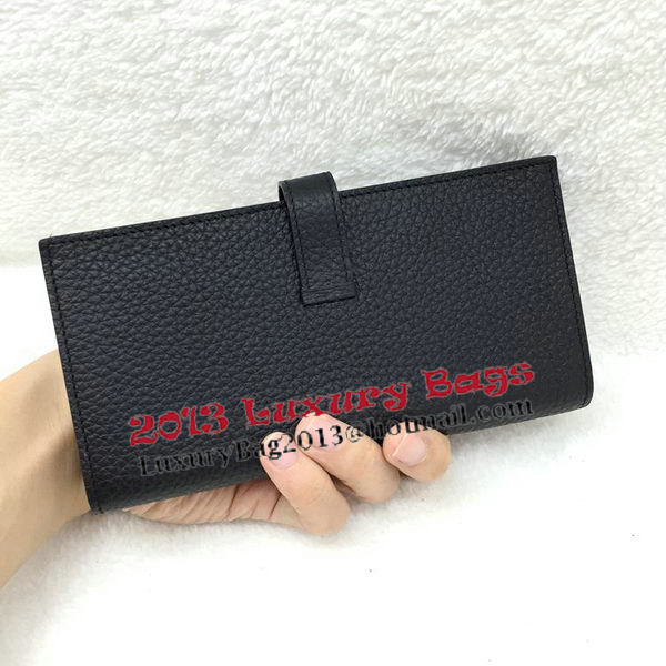 Hermes Bearn Japonaise Bi-Fold Wallet Litchi Leather A208 Black Hermes Bearn Japonaise Bi-Fold Wallet Litchi Leather A208 Black
