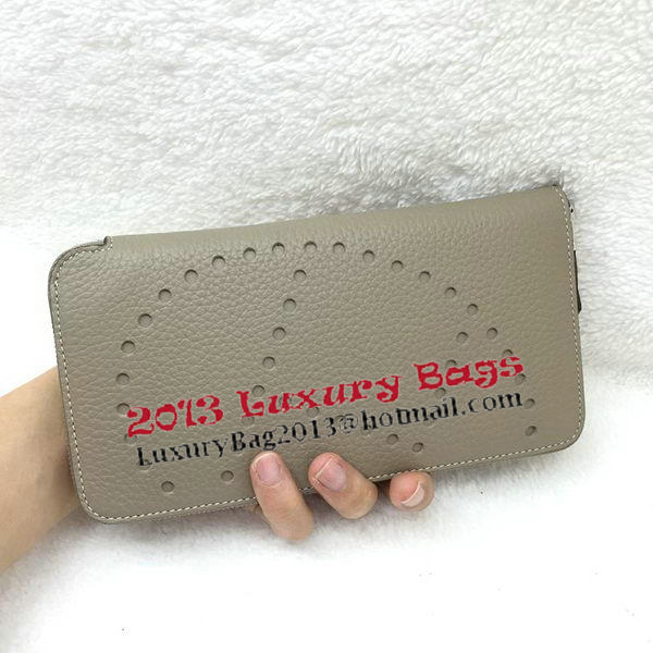 Hermes Evelyn Long Zip Wallet Litchi A808 Grey Hermes Evelyn Long Zip Wallet Litchi A808 Grey
