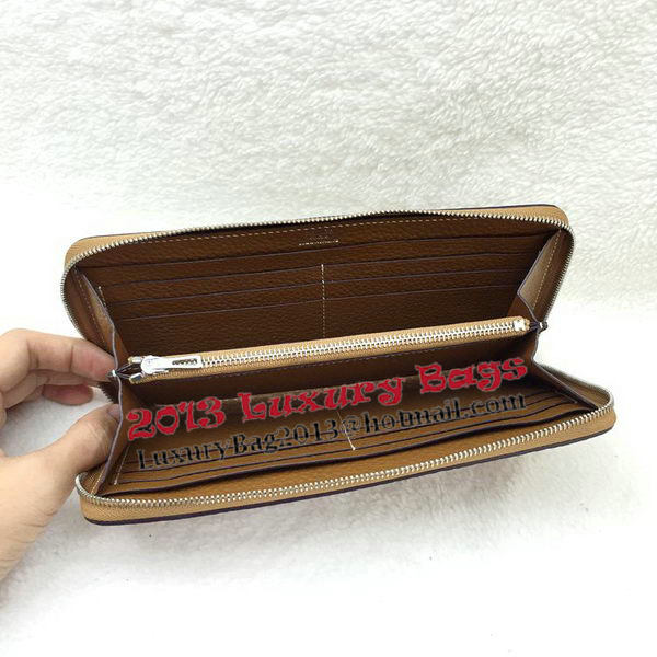 Hermes Evelyn Long Zip Wallet Litchi A808 Wheat