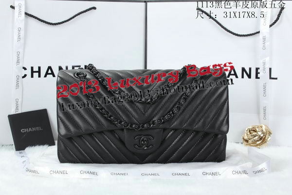Chanel Classic Flap Bag Lambskin Chevron Quilting A01113 Black Chanel Classic Flap Bag Lambskin Chevron Quilting A01113 Black