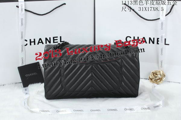 Chanel Classic Flap Bag Lambskin Chevron Quilting A01113 Black Chanel Classic Flap Bag Lambskin Chevron Quilting A01113 Black