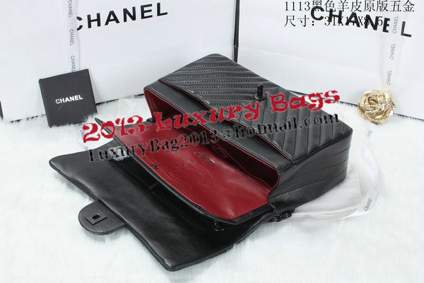 Chanel Classic Flap Bag Lambskin Chevron Quilting A01113 Black Chanel Classic Flap Bag Lambskin Chevron Quilting A01113 Black