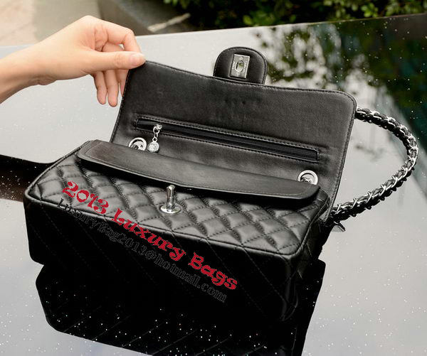 Chanel 2.55 Series Flap Bag Black Sheepskin Leather A1112 Silver Chanel 2.55 Series Flap Bag Black Sheepskin Leather A1112 Silver
